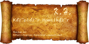 Káplár Hamilkár névjegykártya